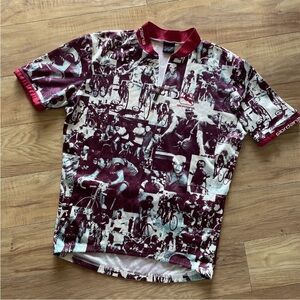 Giordana VTG 80s 90s Cycling Jersey Cyclist Photo Collage Tour de France Mens L